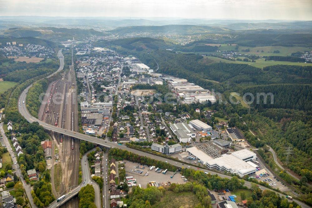 Kreuztal from the bird's eye view: Town View of the streets and houses of the residential areas in Kreuztal in the state North Rhine-Westphalia, Germany