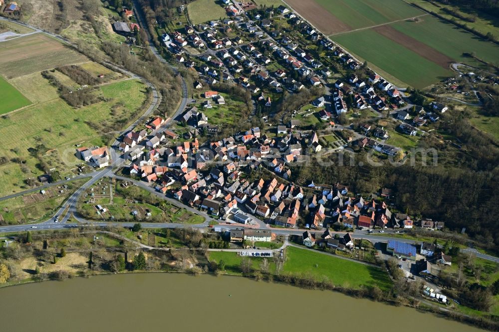 Aerial photograph Kreuzwertheim - Town View of the streets and houses of the residential areas in Kreuzwertheim in the state Bavaria, Germany