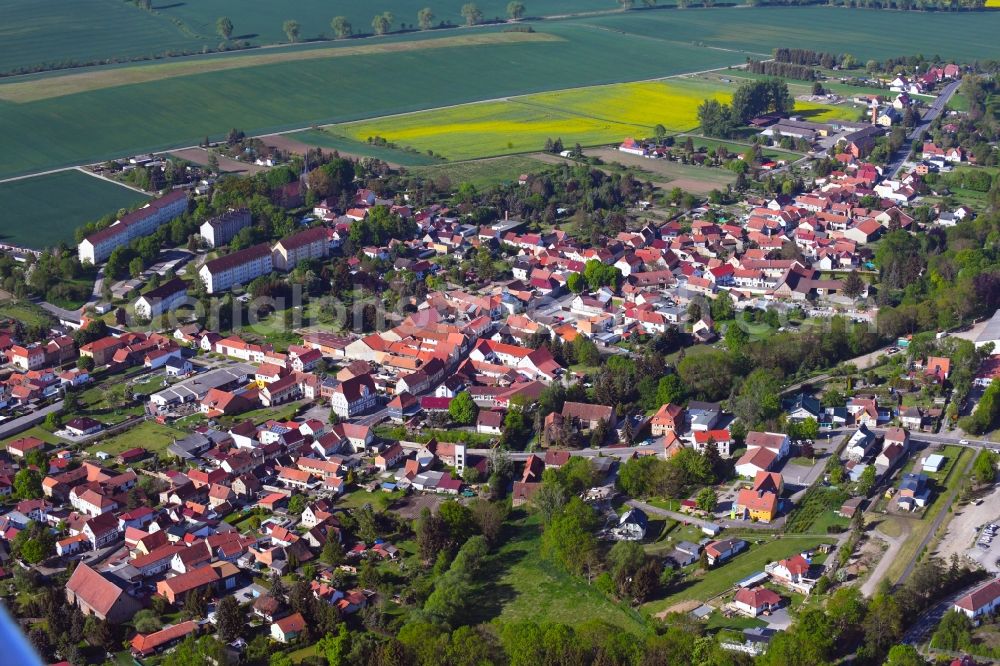 Körner from above - Town View of the streets and houses of the residential areas in Koerner in the state Thuringia, Germany