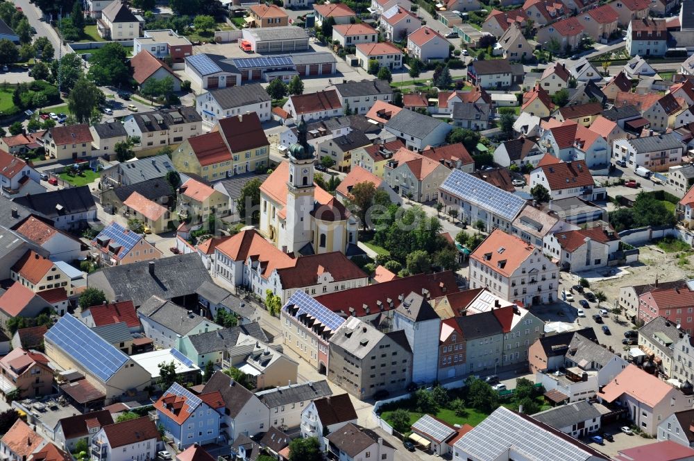 Kösching from above - Town View from the city center in Kösching in Bavaria