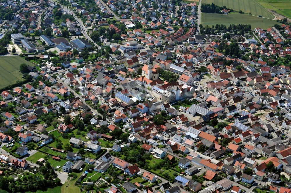 Aerial image Kösching - Town View from the city center in Kösching in Bavaria