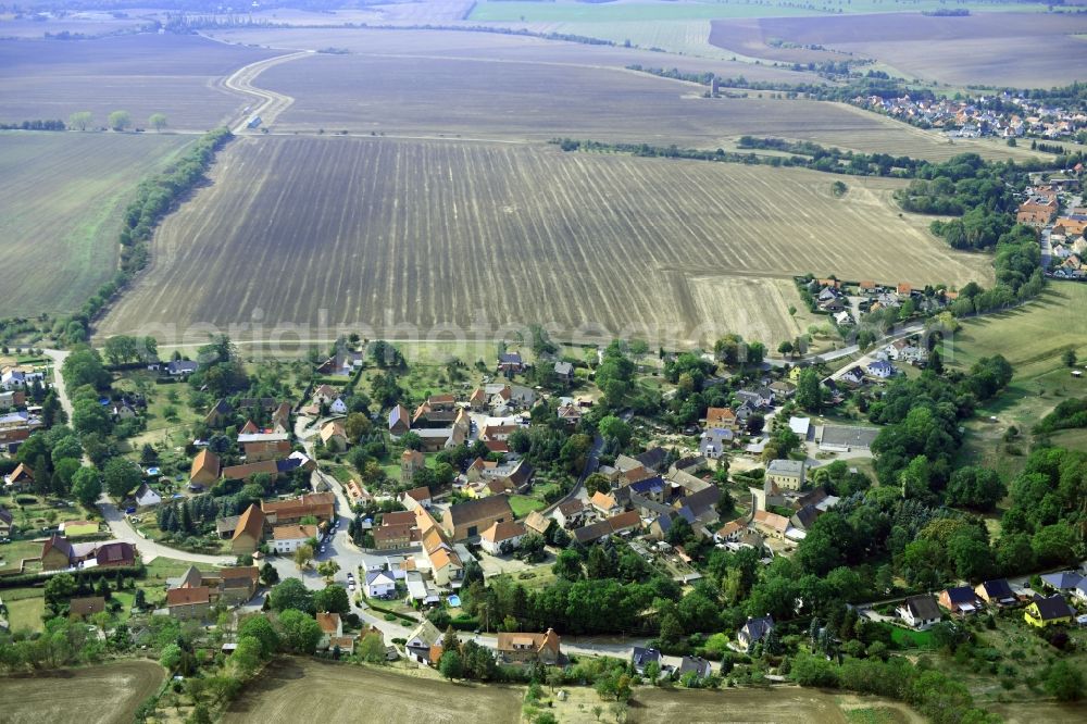 Kösslitz-Wiedebach from above - Town View of the streets and houses of the residential areas in Koesslitz-Wiedebach in the state Saxony-Anhalt, Germany