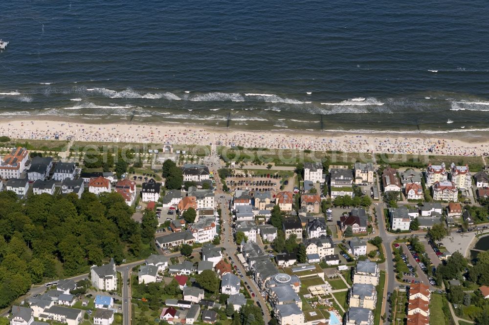 Aerial photograph Bansin - View of the coastal area of Bansin, a popular tourist and resort on the Baltic Sea coast of the island of Usedom in Mecklenburg-Western Pomerania