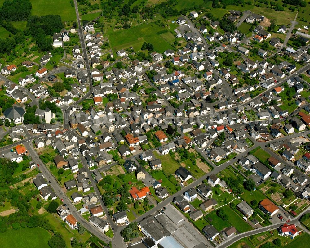 Aerial image Lahr - Town View of the streets and houses of the residential areas in Lahr in the state Hesse, Germany