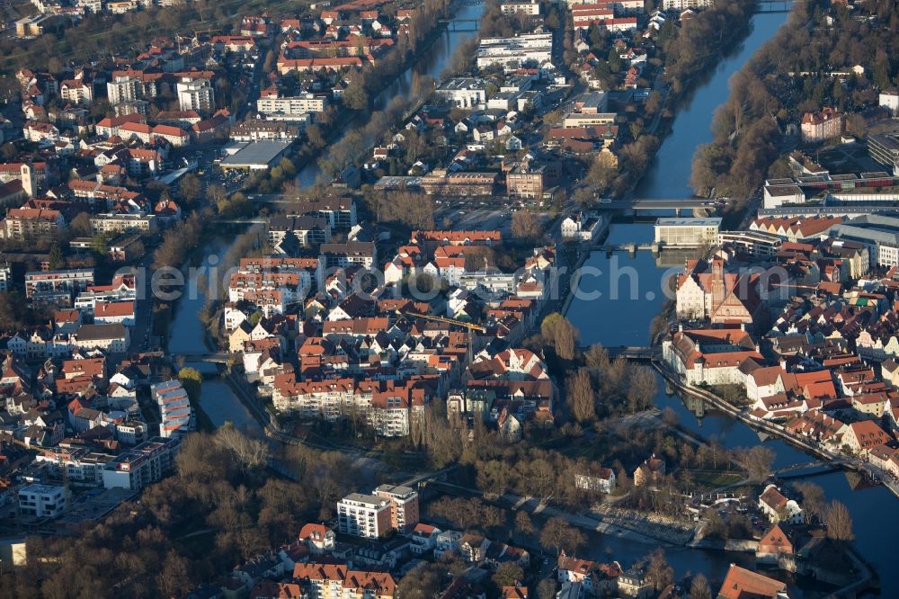 Aerial image Landshut - View of the old town of Landshut in Bavaria