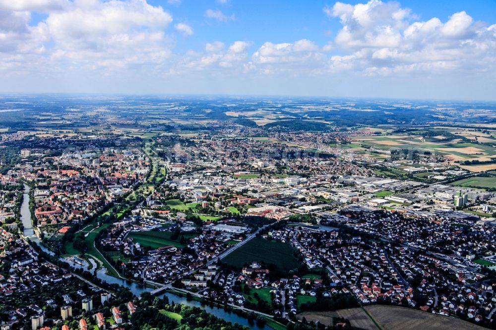 Aerial photograph Landshut - View of the old town of Landshut in Bavaria