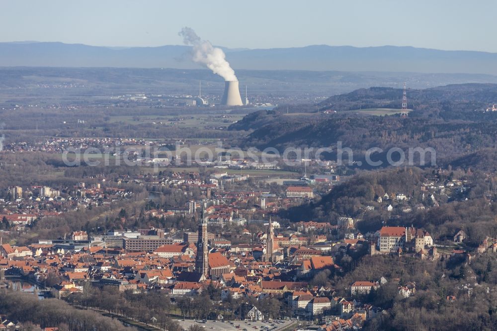 Aerial image Landshut - View of the old town of Landshut in Bavaria