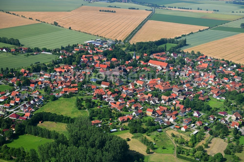 Aerial image Langeln - Town View of the streets and houses of the residential areas in Langeln in the state Saxony-Anhalt, Germany