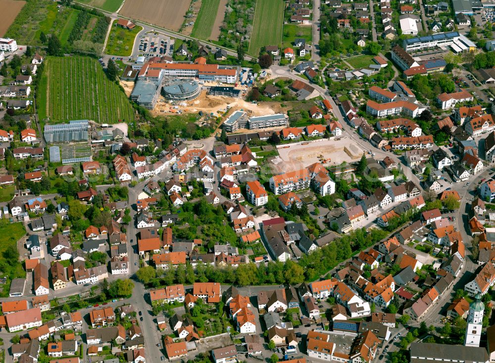 Langenau from the bird's eye view: Town View of the streets and houses of the residential areas in Langenau in the state Baden-Wuerttemberg, Germany