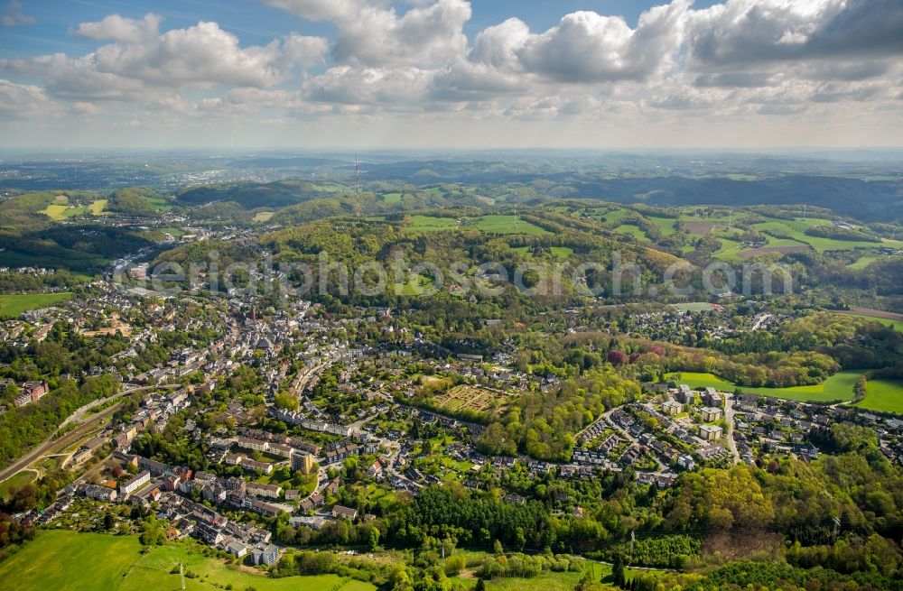 Langenberg from above - Town View of the streets and houses of the residential areas in Langenberg in the state North Rhine-Westphalia, Germany