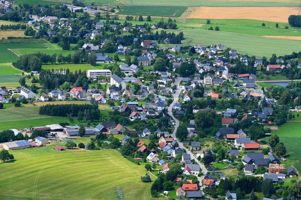 Aerial photograph Langenberg - Town View of the streets and houses of the residential areas in Langenberg in the state Saxony, Germany