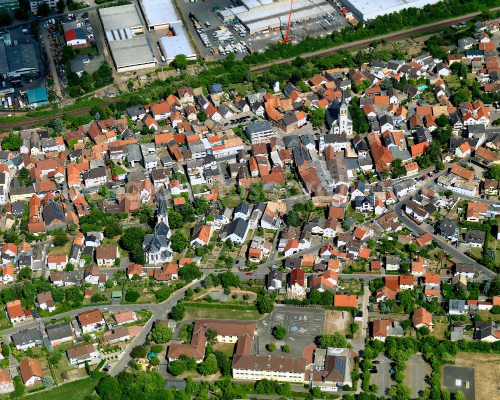 Langenlonsheim from the bird's eye view: District view of Langenlonsheim in the state Rhineland-Palatinate