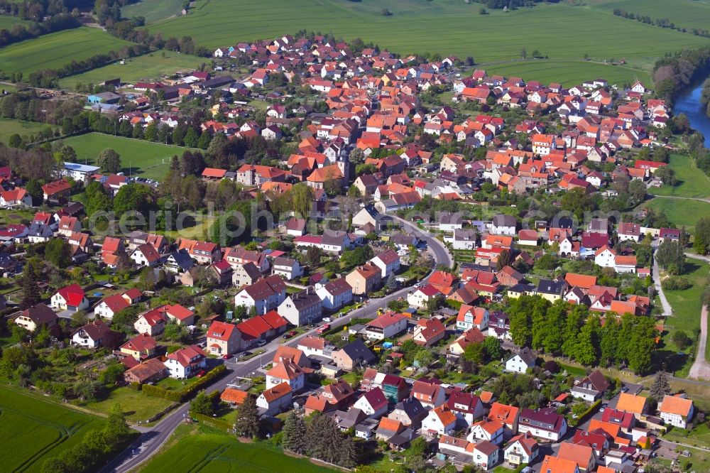 Aerial image Lauchröden - Town View of the streets and houses of the residential areas in Lauchroeden in the state Thuringia, Germany