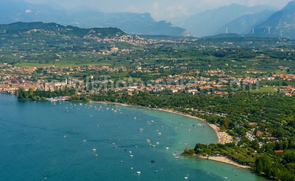 Lazise from above - Town View of the streets and houses of the residential areas in Lazise in Veneto, Italy