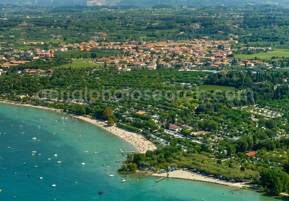 Aerial image Lazise - Town View of the streets and houses of the residential areas in Lazise in Veneto, Italy