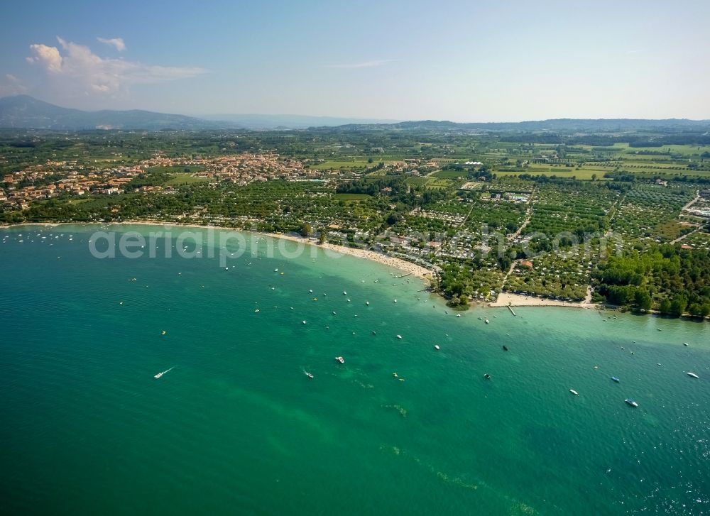 Lazise from above - Town View of the streets and houses of the residential areas in Lazise in Veneto, Italy