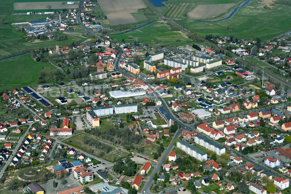 Aerial image Löcknitz - Town View of the streets and houses of the residential areas in Loecknitz in the state Mecklenburg - Western Pomerania, Germany