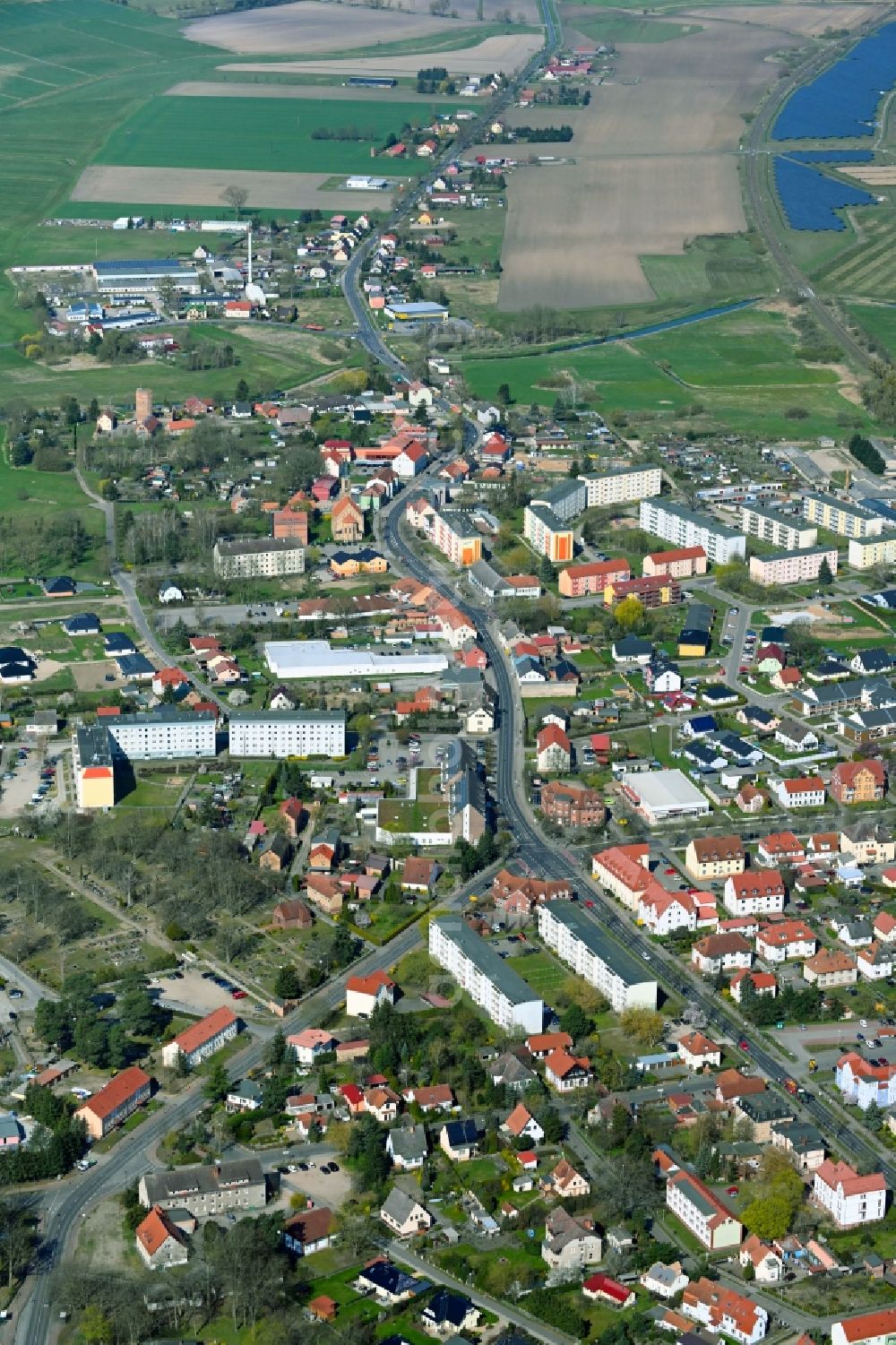 Löcknitz from the bird's eye view: Town View of the streets and houses of the residential areas in Loecknitz in the state Mecklenburg - Western Pomerania, Germany