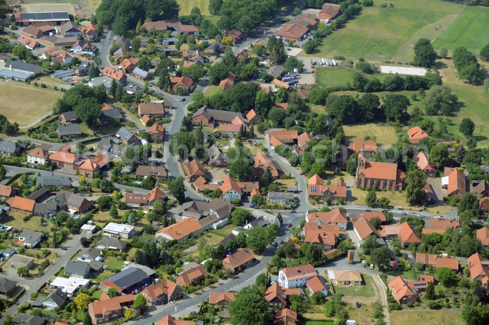 Leiferde from the bird's eye view: Town View of the streets and houses of the residential areas in Leiferde in the state Lower Saxony