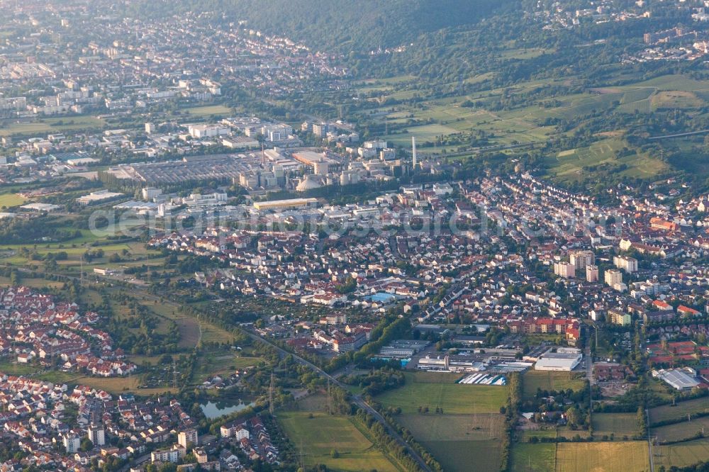 Leimen from above - Town View of the streets and houses of the residential areas in Leimen in the state Baden-Wuerttemberg, Germany