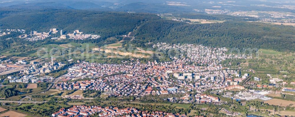 Aerial image Leimen - Town View of the streets and houses of the residential areas in Leimen in the state Baden-Wuerttemberg, Germany