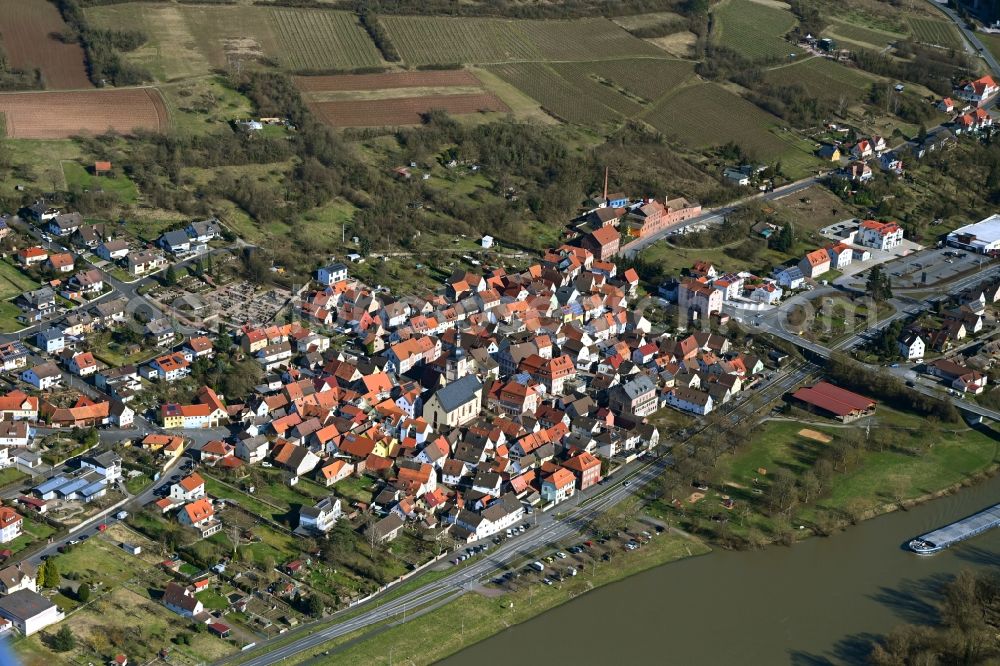 Lengfurt from above - Town View of the streets and houses of the residential areas in Lengfurt in the state Bavaria, Germany