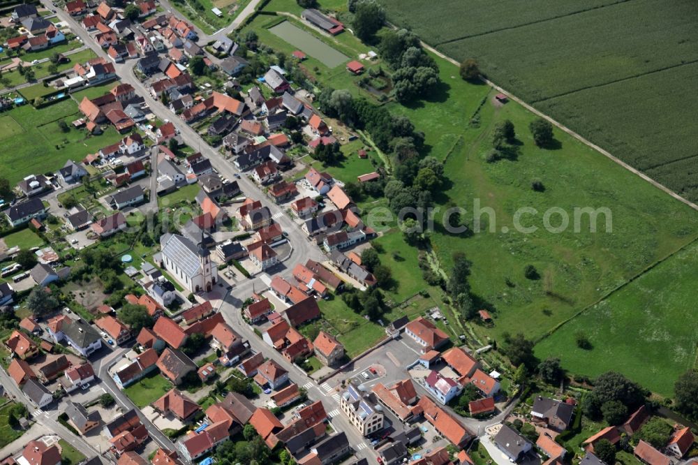 Leutenheim from the bird's eye view: Town View from Leutenheim in Alsace in France