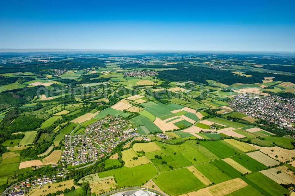 Lügde from the bird's eye view: Town View of the streets and houses of the residential areas in Luegde in the state North Rhine-Westphalia, Germany