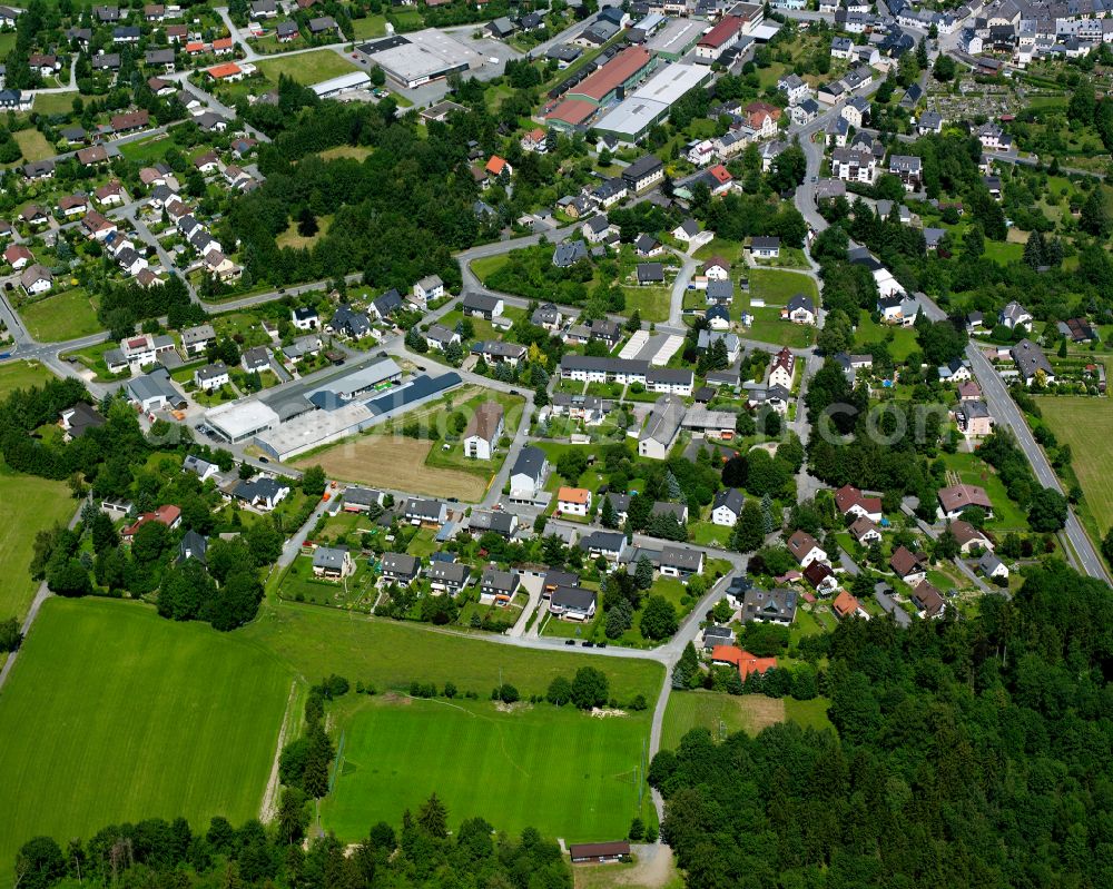 Lichtenberg from above - Town View of the streets and houses of the residential areas in Lichtenberg Oberfranken in the state Bavaria, Germany