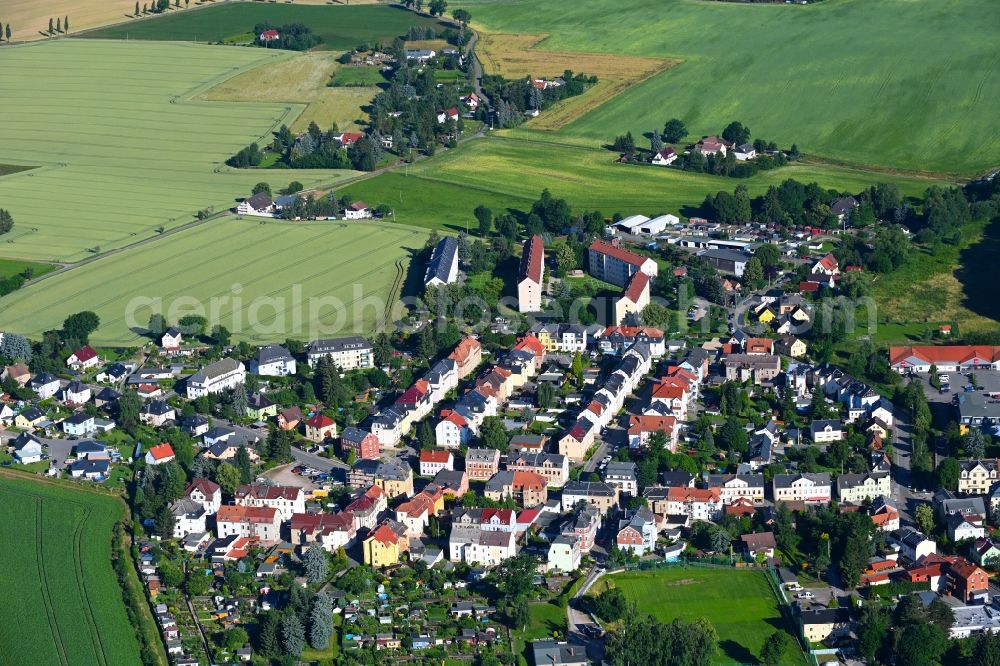 Lichtentanne from above - Town View of the streets and houses of the residential areas in Lichtentanne in the state Saxony, Germany