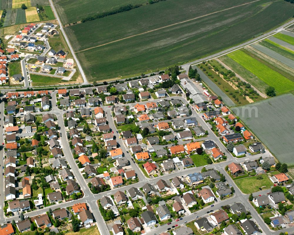 Aerial image Liedolsheim - Town View of the streets and houses of the residential areas in Liedolsheim in the state Baden-Wuerttemberg, Germany