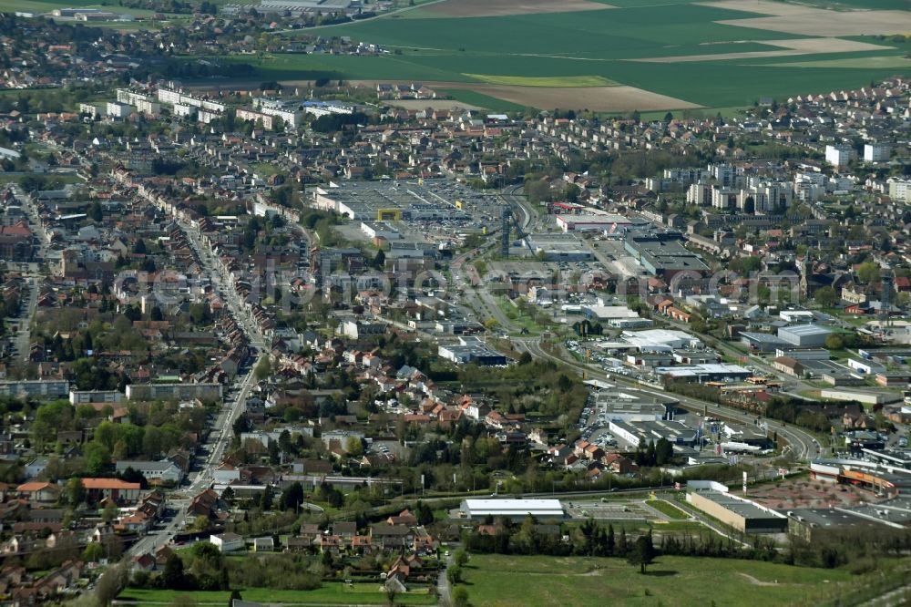 Lievin from above - Town View of the streets and houses of the residential areas in Lievin in Nord-Pas-de-Calais Picardy, France