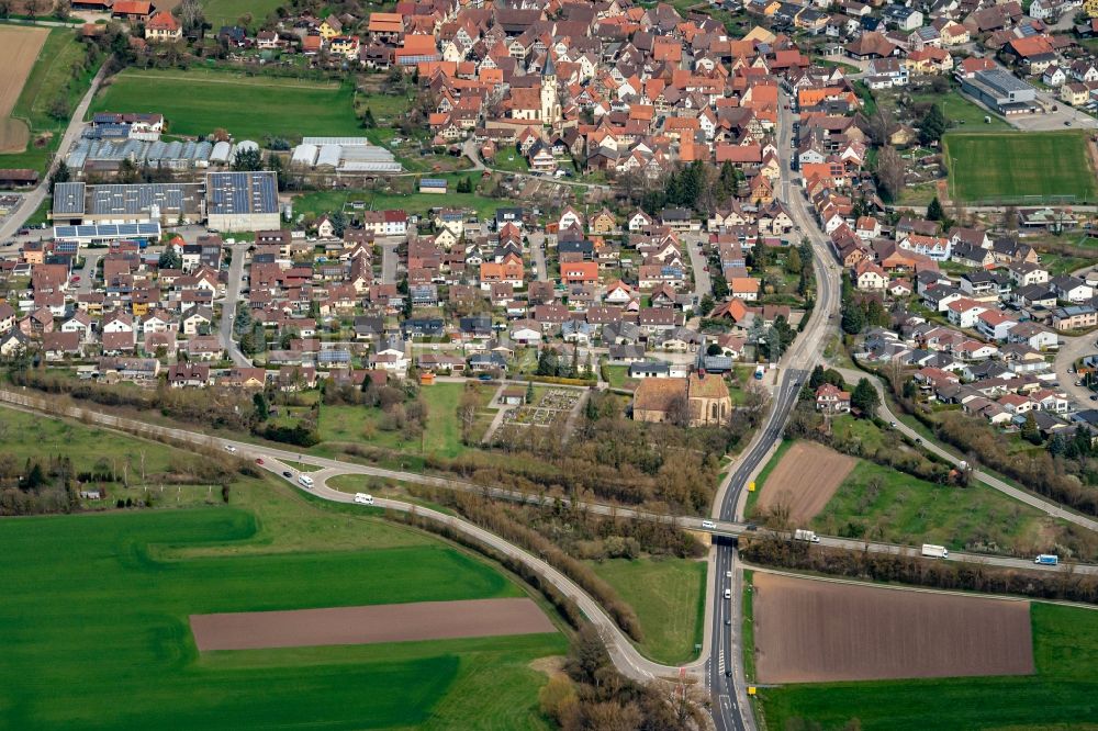 Liezingen from the bird's eye view: Town View of the streets and houses of the residential areas in Liezingen in the state Baden-Wuerttemberg, Germany