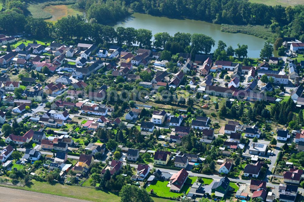 Lindenau from the bird's eye view: Town View of the streets and houses of the residential areas in Lindenau in the state Brandenburg, Germany