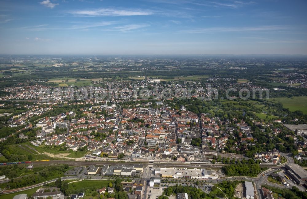 Aerial image Lippstadt - View of Lippstadt in the state North Rhine-Westphalia. You can see the course of the railway line trough the city