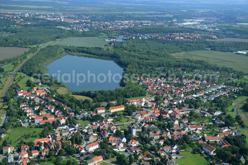 Aerial image Lobstädt - View of Lobstaedt on the shores of the reservoir in the state of Saxony