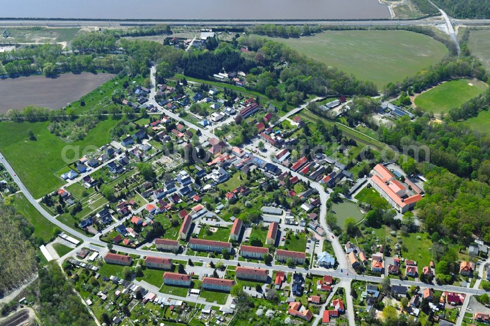 Lohsa from the bird's eye view: Town View of the streets and houses of the residential areas in Lohsa in the state Saxony, Germany