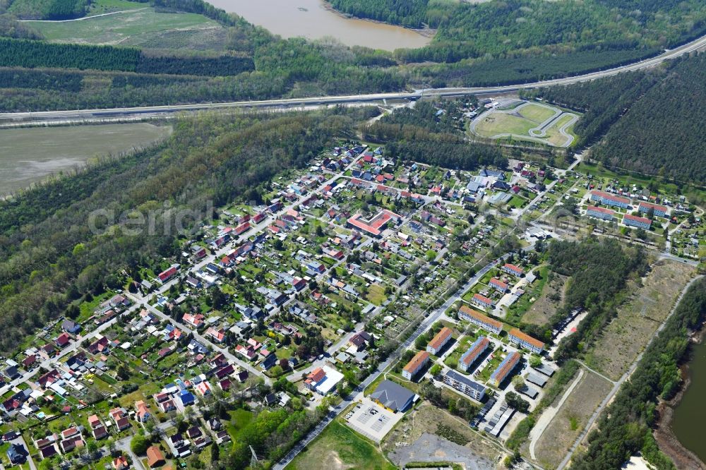 Aerial photograph Lohsa - Town View of the streets and houses of the residential areas in Lohsa in the state Saxony, Germany