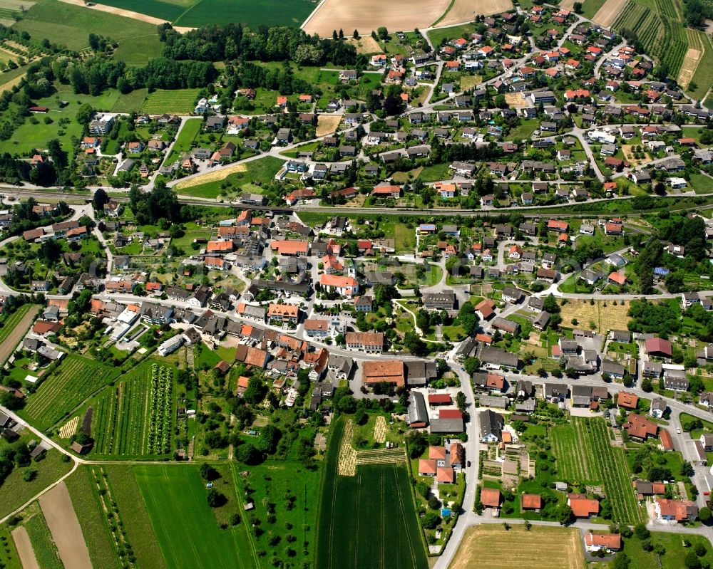 Aerial photograph Lottstetten - Town View of the streets and houses of the residential areas in Lottstetten in the state Baden-Wuerttemberg, Germany