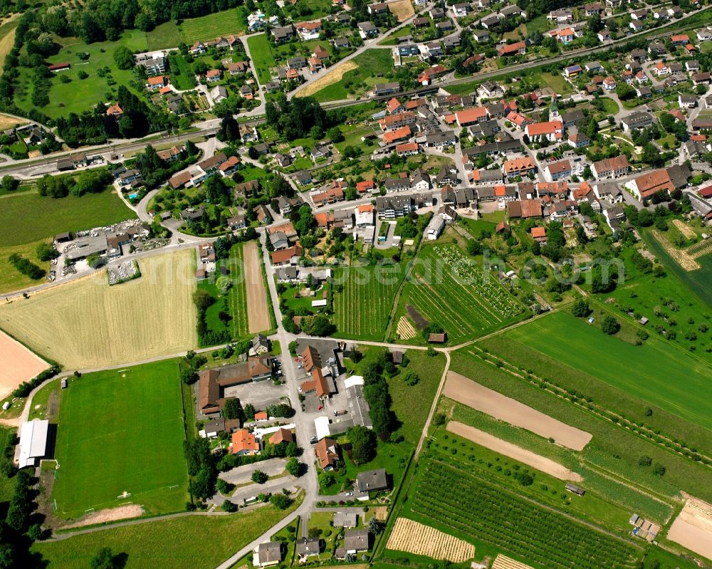 Aerial image Lottstetten - Town View of the streets and houses of the residential areas in Lottstetten in the state Baden-Wuerttemberg, Germany