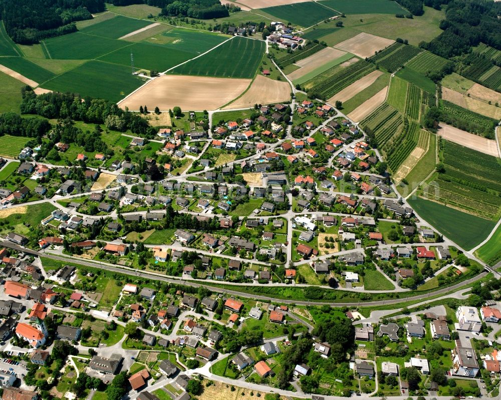 Aerial photograph Lottstetten - Town View of the streets and houses of the residential areas in Lottstetten in the state Baden-Wuerttemberg, Germany