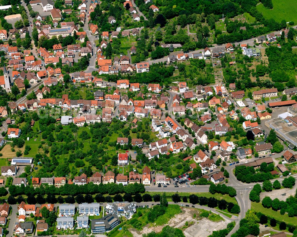 Lustnau from above - Town View of the streets and houses of the residential areas in Lustnau in the state Baden-Wuerttemberg, Germany