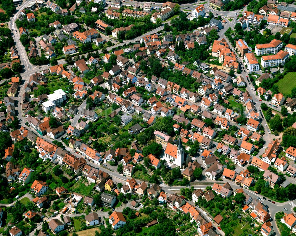 Aerial photograph Lustnau - Town View of the streets and houses of the residential areas in Lustnau in the state Baden-Wuerttemberg, Germany