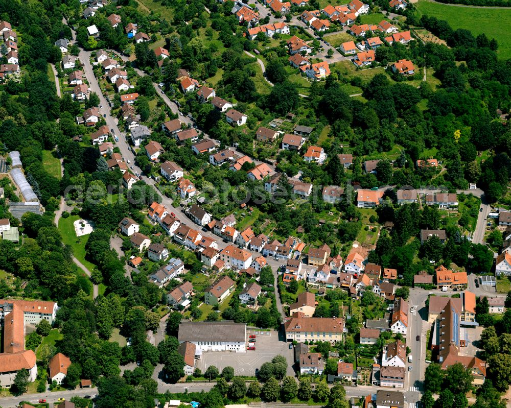 Lustnau from above - Town View of the streets and houses of the residential areas in Lustnau in the state Baden-Wuerttemberg, Germany