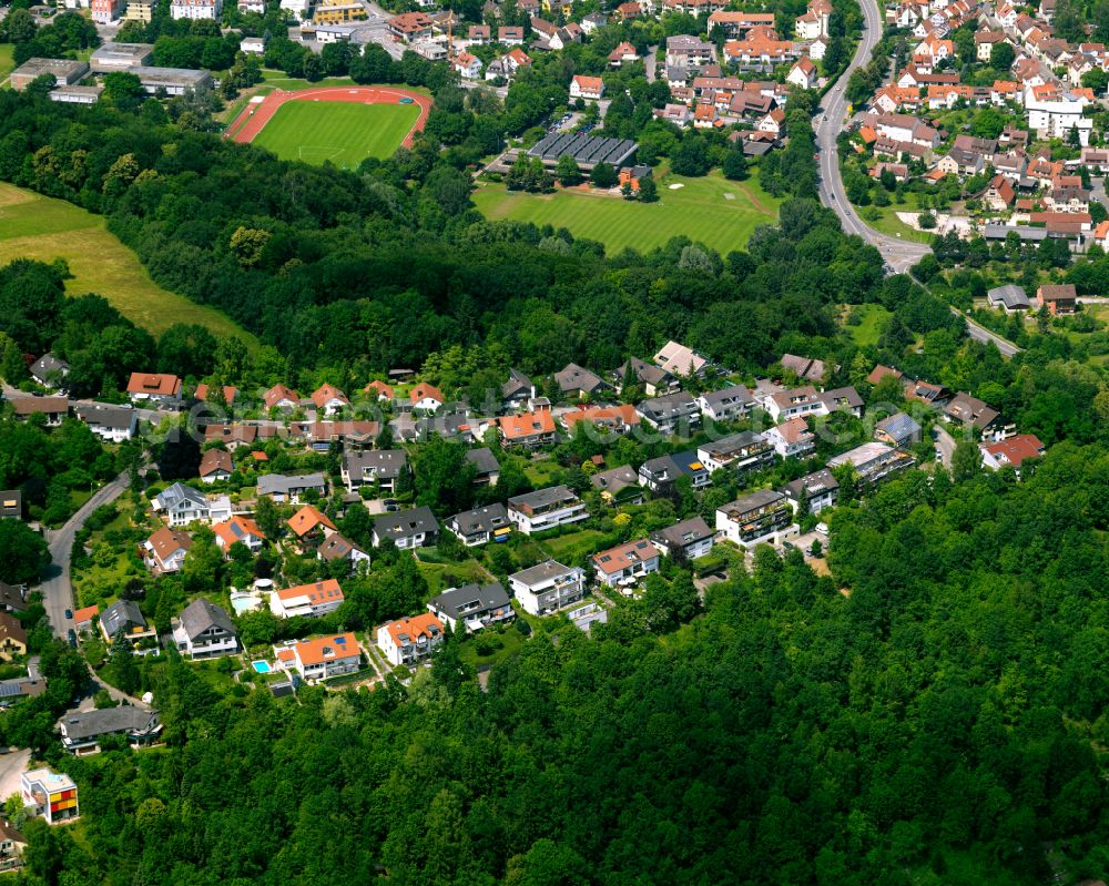 Aerial image Lustnau - Town View of the streets and houses of the residential areas in Lustnau in the state Baden-Wuerttemberg, Germany