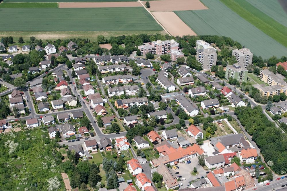 Aerial photograph Mainz Ebersheim - View at Mainz Ebersheim along the L413 in the state of Rhineland-Palatinate