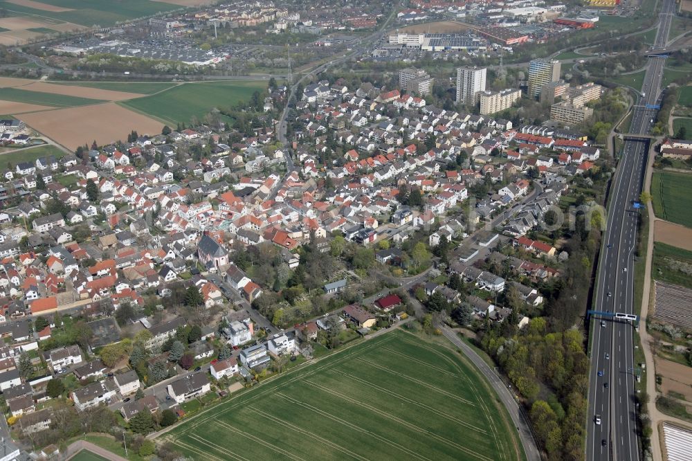 Mainz Marienborn from the bird's eye view: Local view of Mainz Marienborn in Rhineland-Palatinate