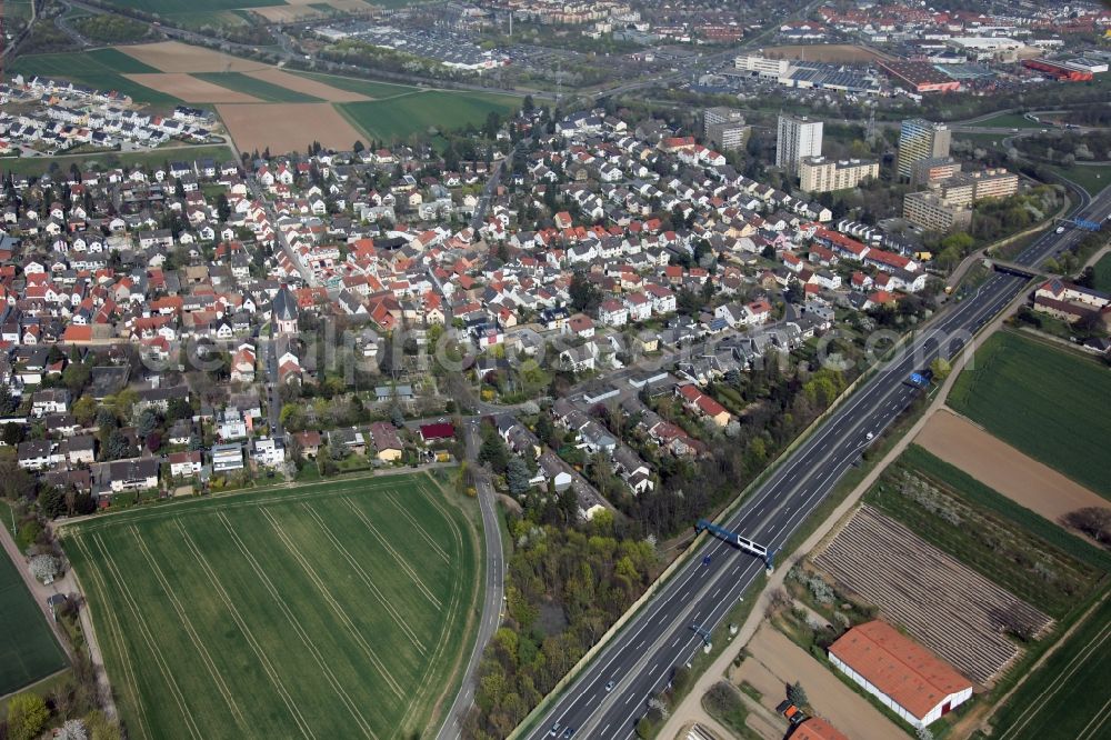 Aerial image Mainz Marienborn - Local view of Mainz Marienborn in Rhineland-Palatinate