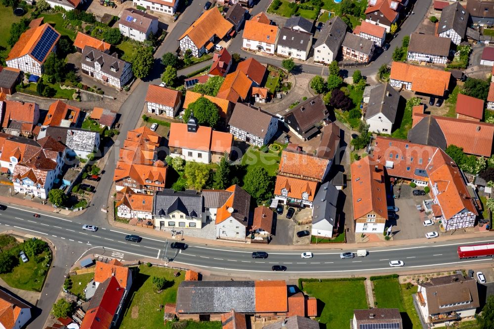 Mandern from above - Town View of the streets and houses of the residential areas in Mandern in the state Hesse, Germany