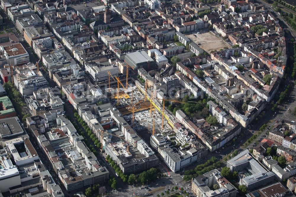 Aerial image Mannheim - Local view of Mannheim in the state of Baden Wurttemberg. DIRINGER & SCHEIDEL is building in Mannheim in the squares Q 6 and Q 7 a new district